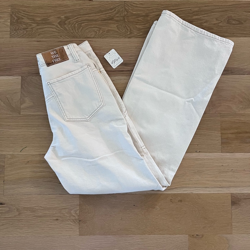Free People We The Free Tinsley Baggy High-Rise Jeans-Ecru-NWT - Picture 9 of 11